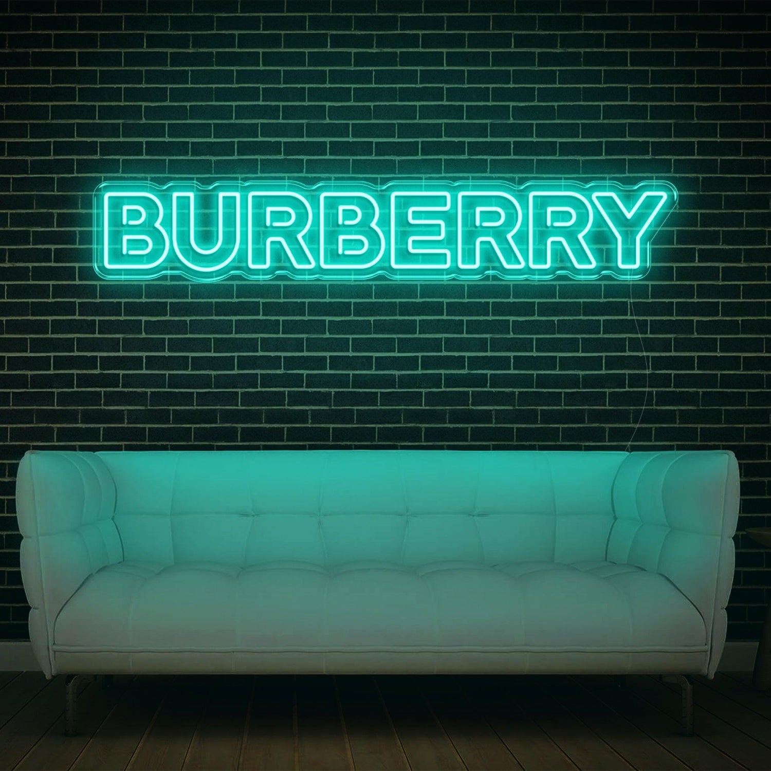 White Glowing Burberry Led Neon Sign For Luxe Interior Brand Display | Shineneon