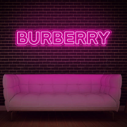 White Glowing Burberry Led Neon Sign For Luxe Interior Brand Display | Shineneon