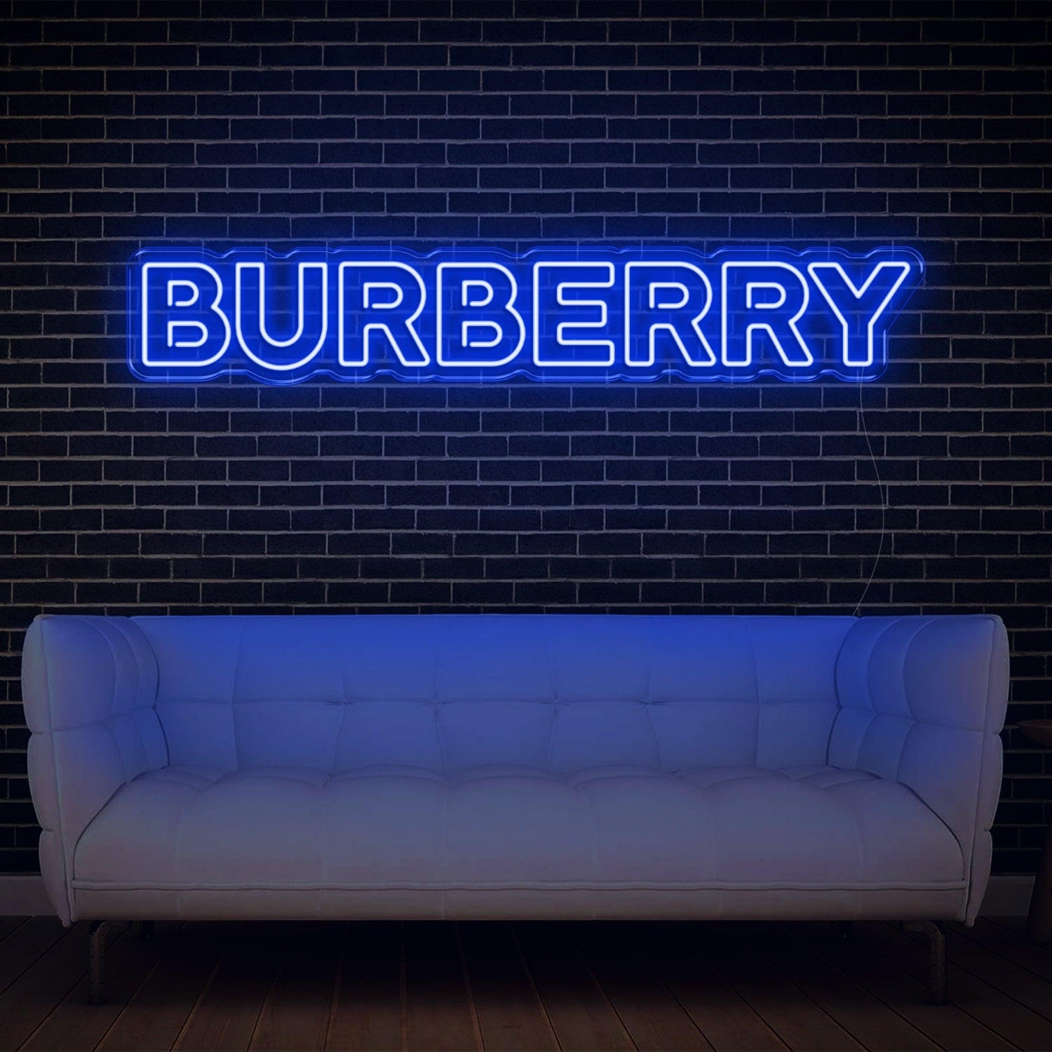 White Glowing Burberry Led Neon Sign For Luxe Interior Brand Display | Shineneon