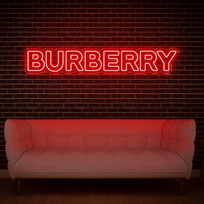 White Glowing Burberry Led Neon Sign For Luxe Interior Brand Display | Shineneon