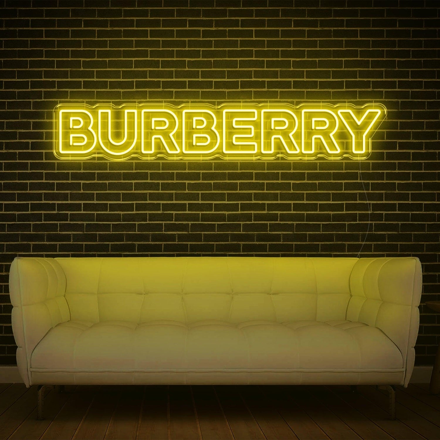 White Glowing Burberry Led Neon Sign For Luxe Interior Brand Display | Shineneon