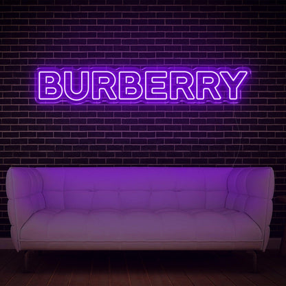White Glowing Burberry Led Neon Sign For Luxe Interior Brand Display | Shineneon