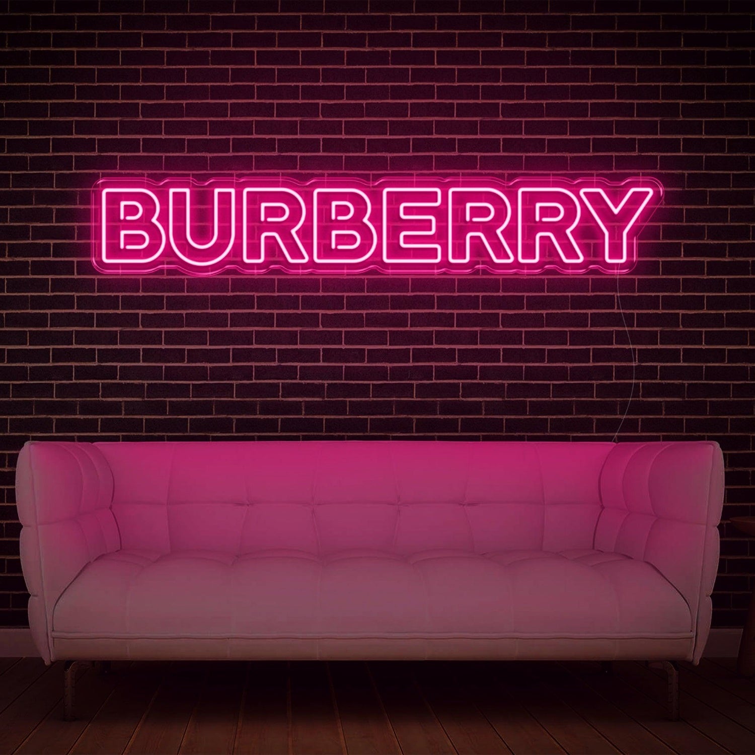 White Glowing Burberry Led Neon Sign For Luxe Interior Brand Display | Shineneon