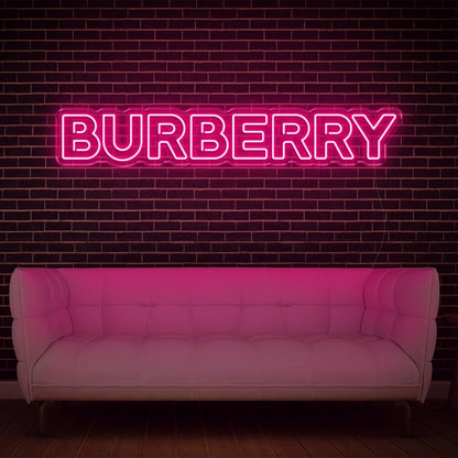 White Glowing Burberry Led Neon Sign For Luxe Interior Brand Display | Shineneon
