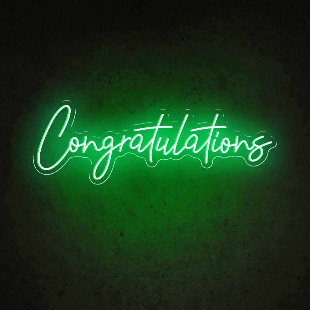 White Handwritten Congratulations Led Neon Sign For Celebrations And Decor | Shineneon