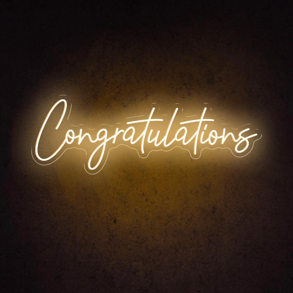 White Handwritten Congratulations Led Neon Sign For Celebrations And Decor | Shineneon