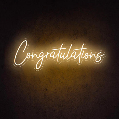 White Handwritten Congratulations Led Neon Sign For Celebrations And Decor | Shineneon