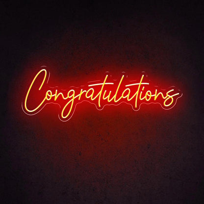 White Handwritten Congratulations Led Neon Sign For Celebrations And Decor | Shineneon