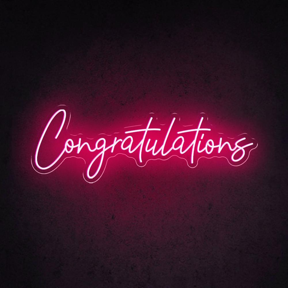 White Handwritten Congratulations Led Neon Sign For Celebrations And Decor | Shineneon