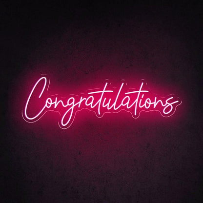 White Handwritten Congratulations Led Neon Sign For Celebrations And Decor | Shineneon