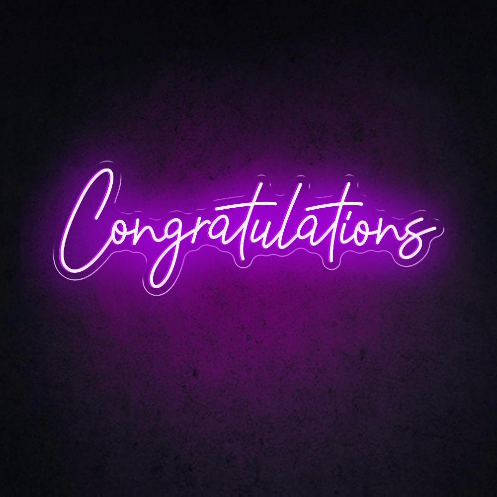 White Handwritten Congratulations Led Neon Sign For Celebrations And Decor | Shineneon