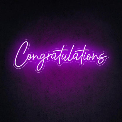 White Handwritten Congratulations Led Neon Sign For Celebrations And Decor | Shineneon