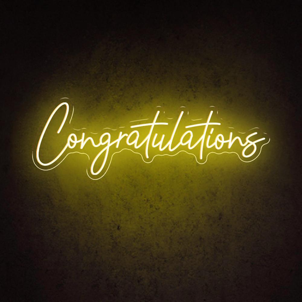 White Handwritten Congratulations Led Neon Sign For Celebrations And Decor | Shineneon