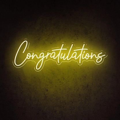 White Handwritten Congratulations Led Neon Sign For Celebrations And Decor | Shineneon