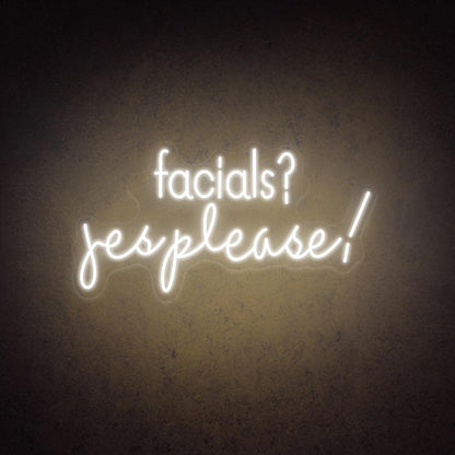 White Handwritten Facials Yes Please Led Neon Sign For Salon Decor | Shineneon