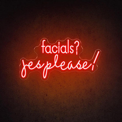 White Handwritten Facials Yes Please Led Neon Sign For Salon Decor | Shineneon