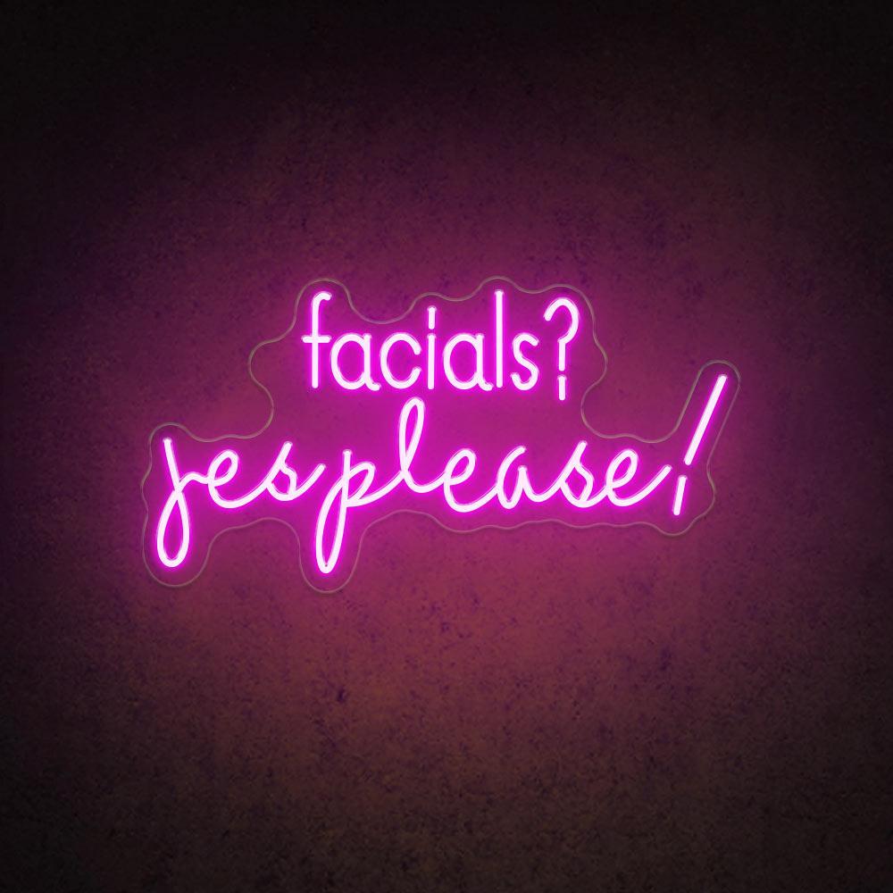 White Handwritten Facials Yes Please Led Neon Sign For Salon Decor | Shineneon