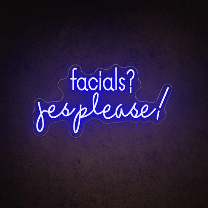 White Handwritten Facials Yes Please Led Neon Sign For Salon Decor | Shineneon