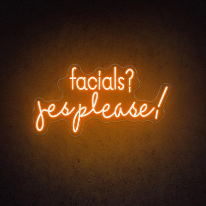 White Handwritten Facials Yes Please Led Neon Sign For Salon Decor | Shineneon