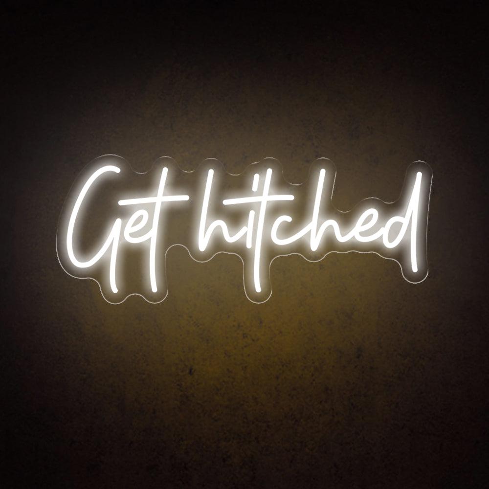 White Handwritten Get Hitched Wedding Led Neon Sign For Romantic Decor | Shineneon