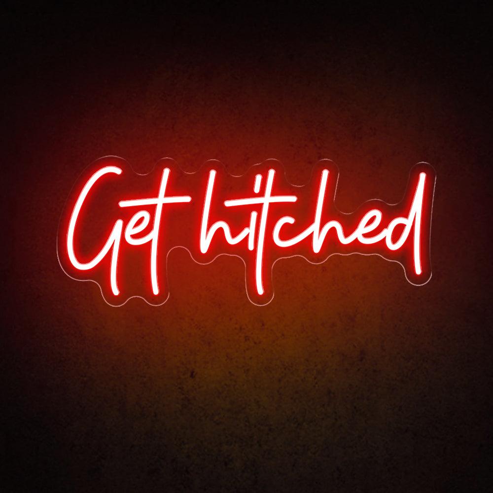 White Handwritten Get Hitched Wedding Led Neon Sign For Romantic Decor | Shineneon