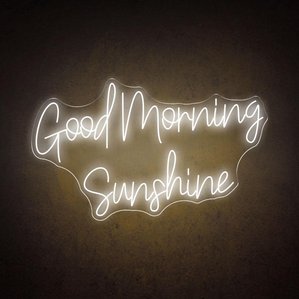 White Handwritten Good Morning Sunshine Led Neon Sign For Home Cafe Decor | Shineneon