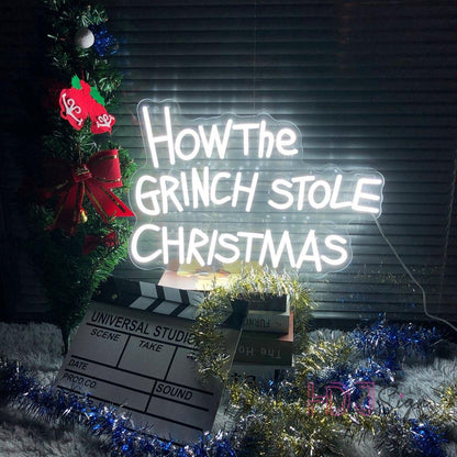 White Handwritten How The Grinch Stole Christmas Led Neon Sign | Shineneon