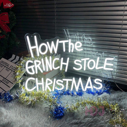 White Handwritten How The Grinch Stole Christmas Led Neon Sign | Shineneon