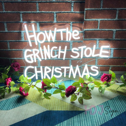 White Handwritten How The Grinch Stole Christmas Led Neon Sign | Shineneon