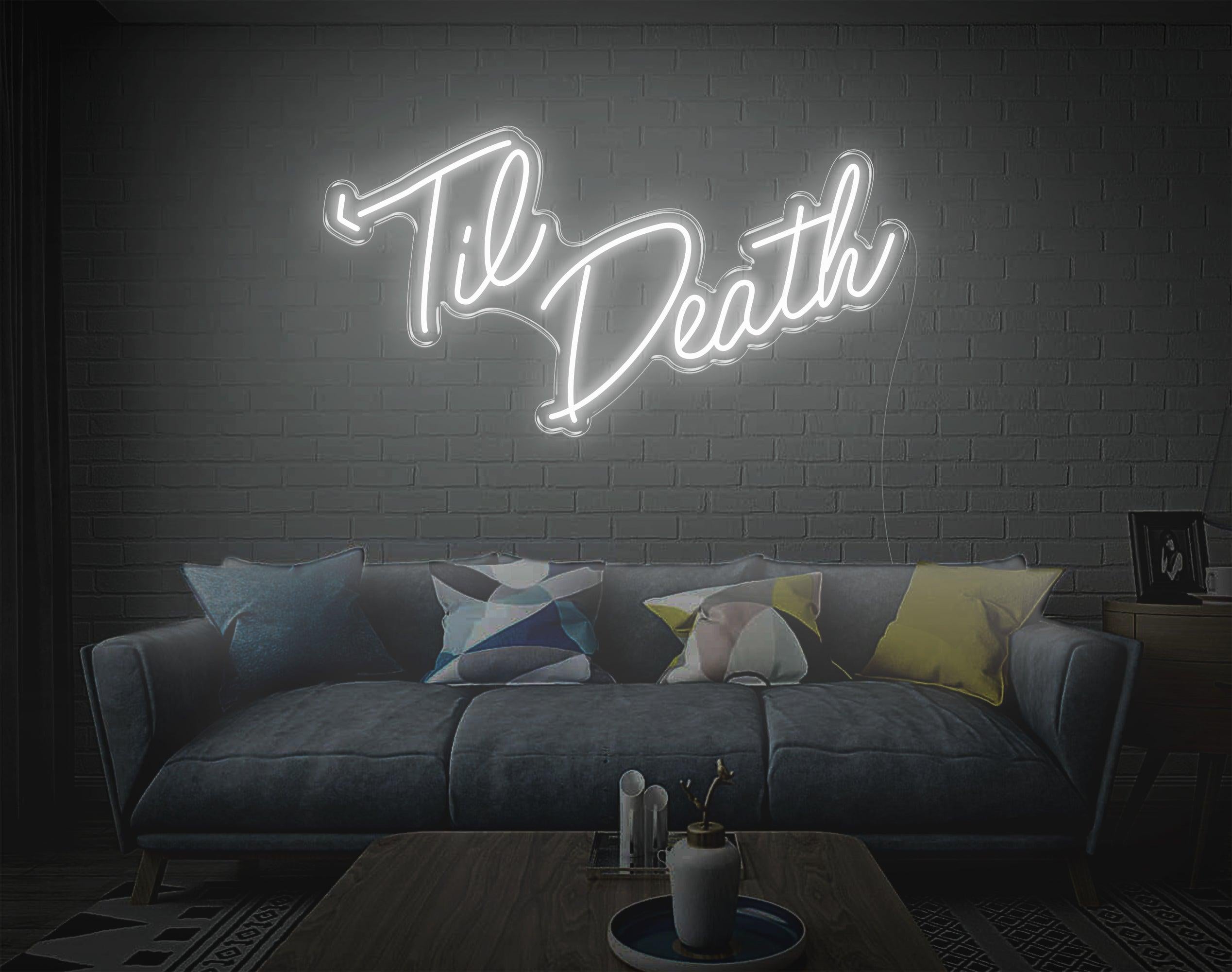 White Handwritten Til Death Led Neon Sign For Bedroom Wall Decor | Shineneon