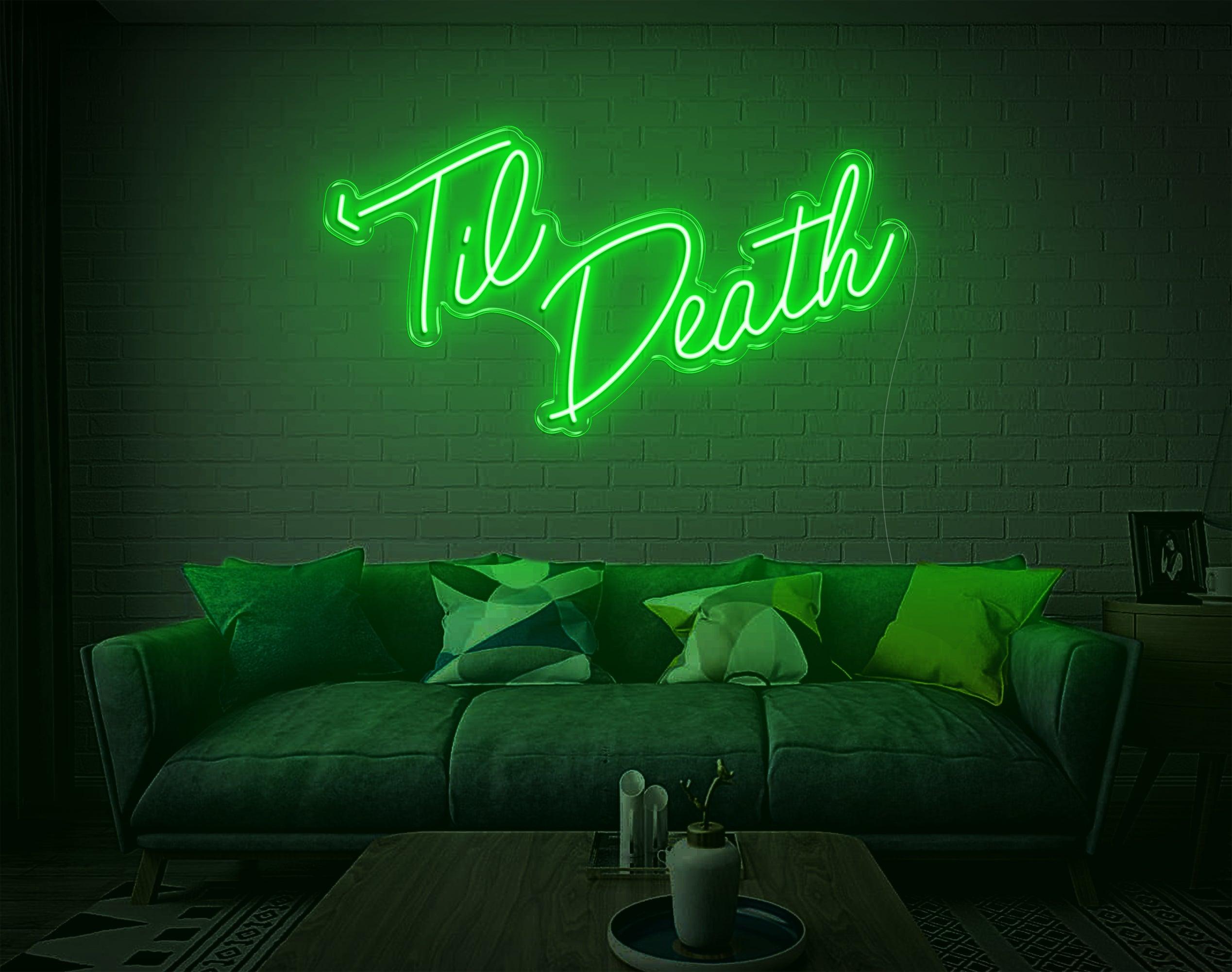 White Handwritten Til Death Led Neon Sign For Bedroom Wall Decor | Shineneon