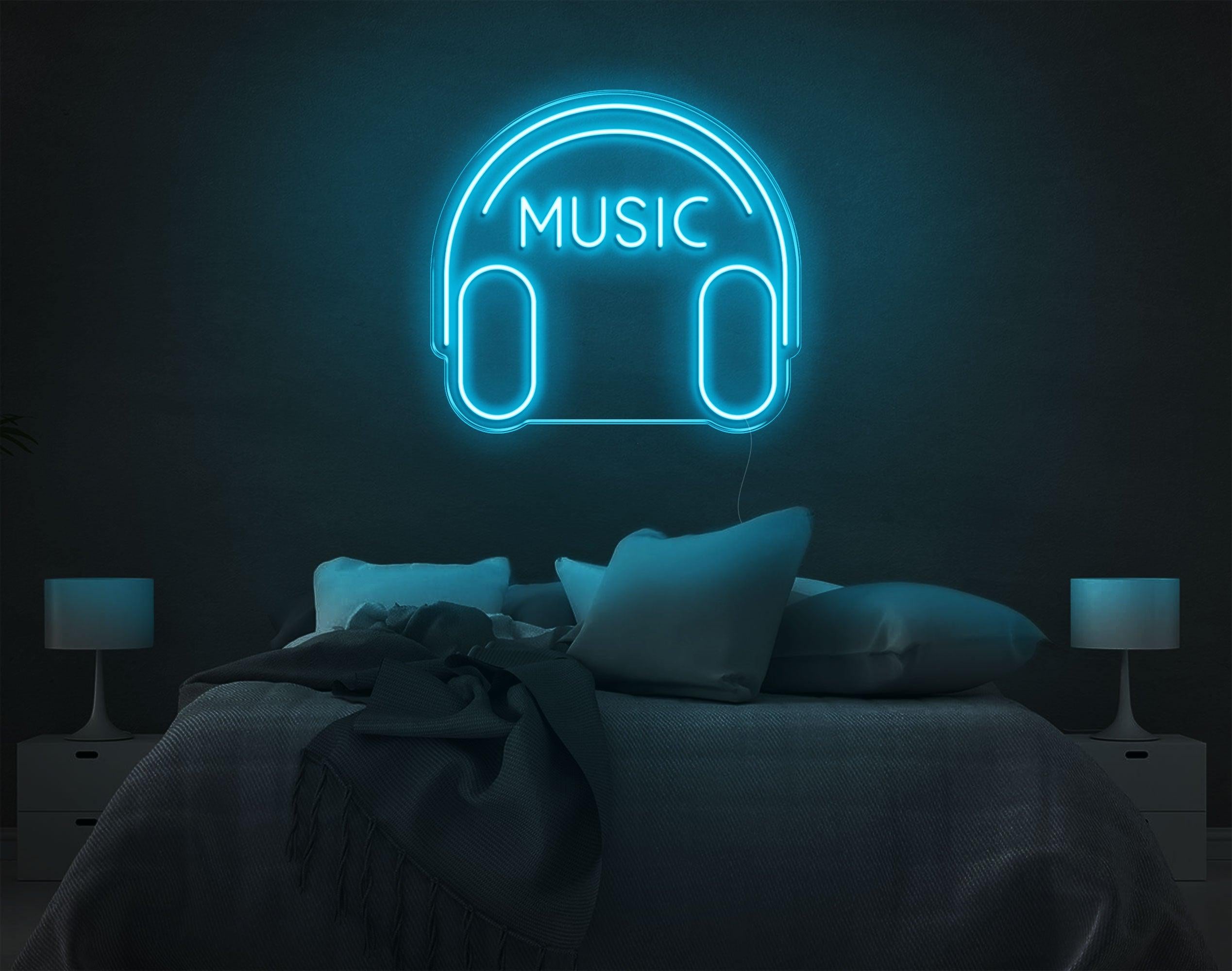 White Headphone Music Led Neon Sign For Bedroom Decor | Shineneon