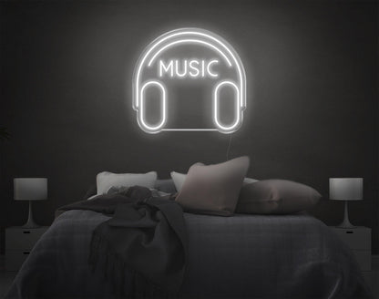 White Headphone Music Led Neon Sign For Bedroom Decor | Shineneon