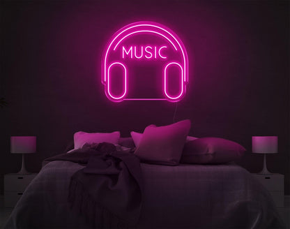 White Headphone Music Led Neon Sign For Bedroom Decor | Shineneon