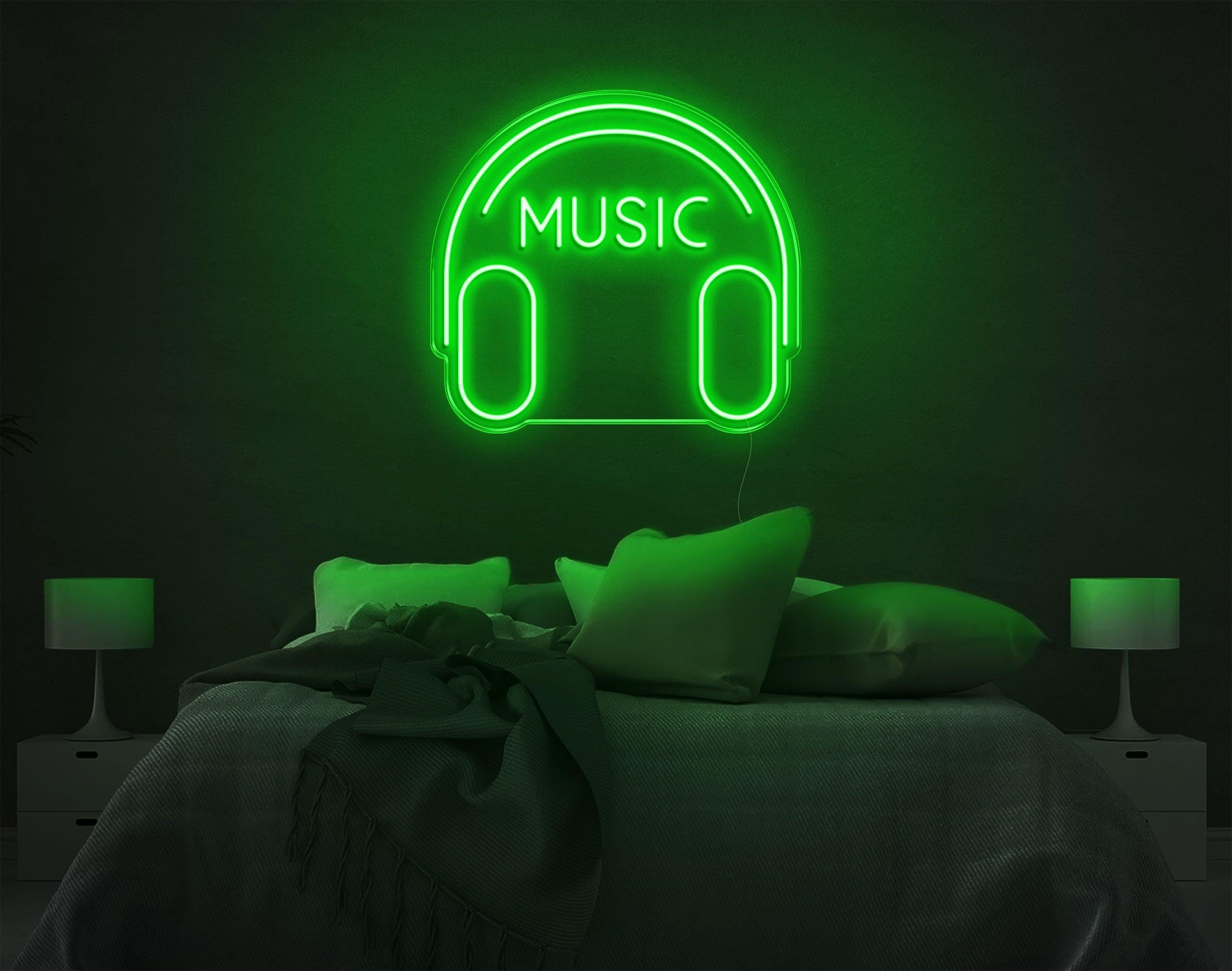White Headphone Music Led Neon Sign For Bedroom Decor | Shineneon