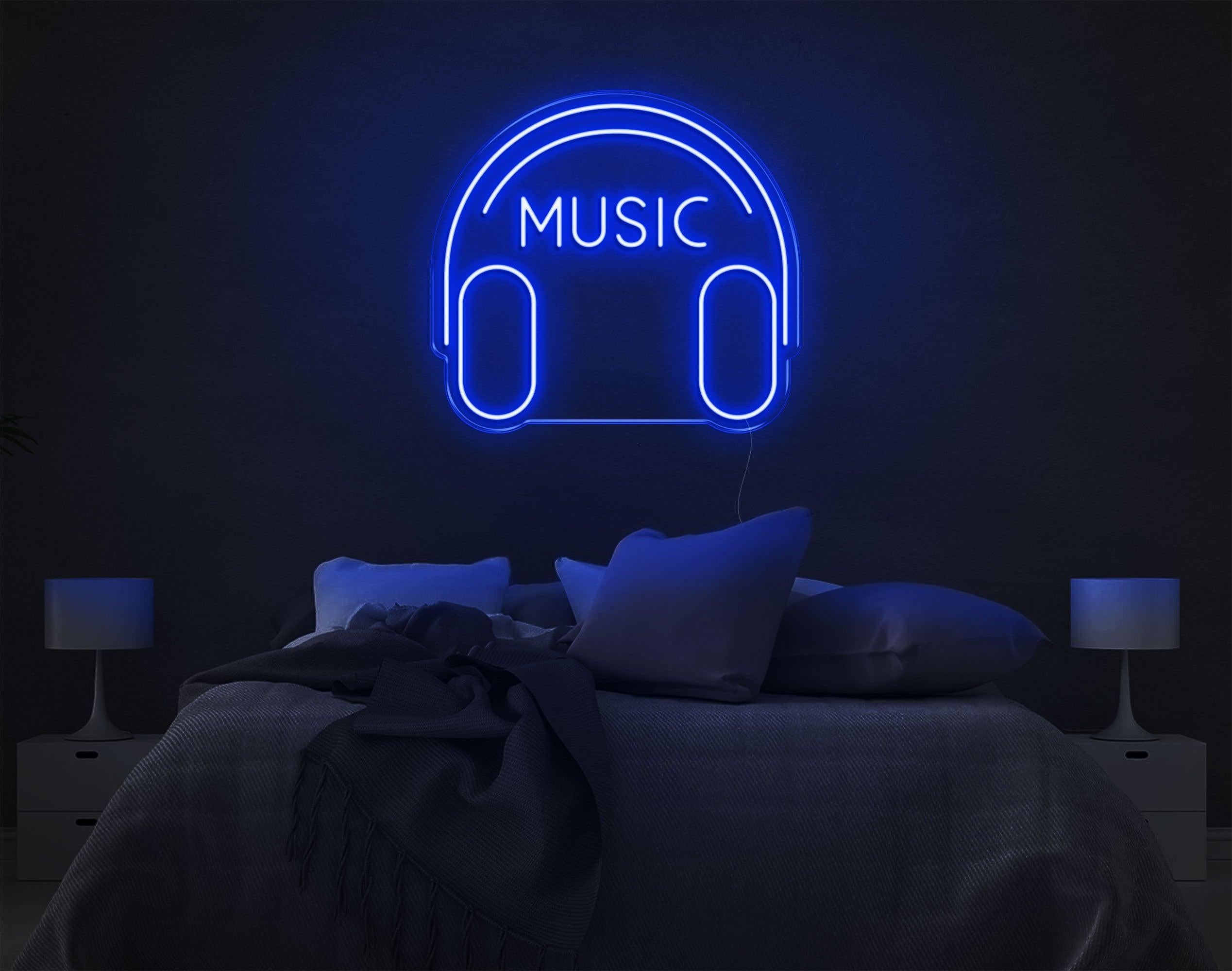 White Headphone Music Led Neon Sign For Bedroom Decor | Shineneon