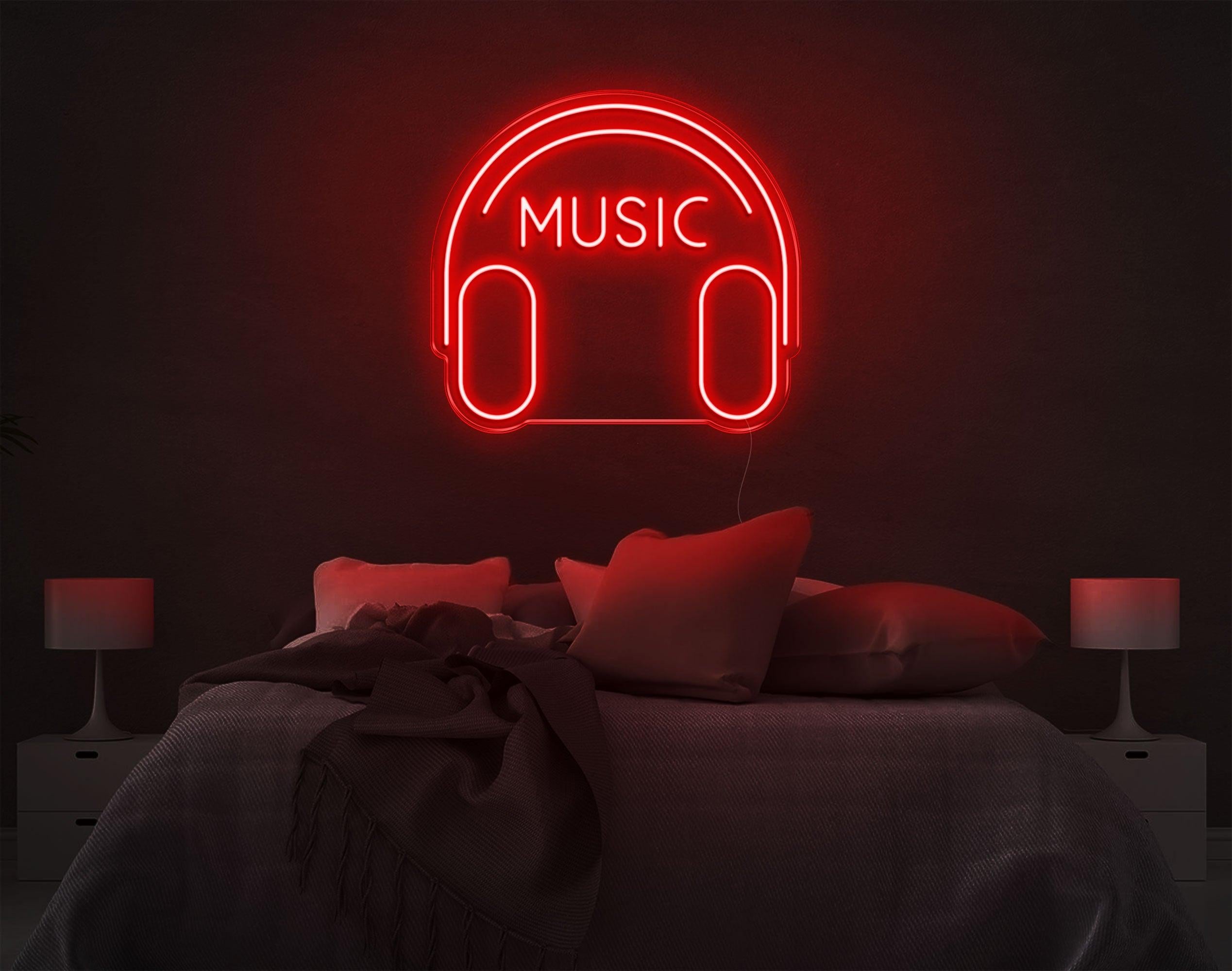 White Headphone Music Led Neon Sign For Bedroom Decor | Shineneon