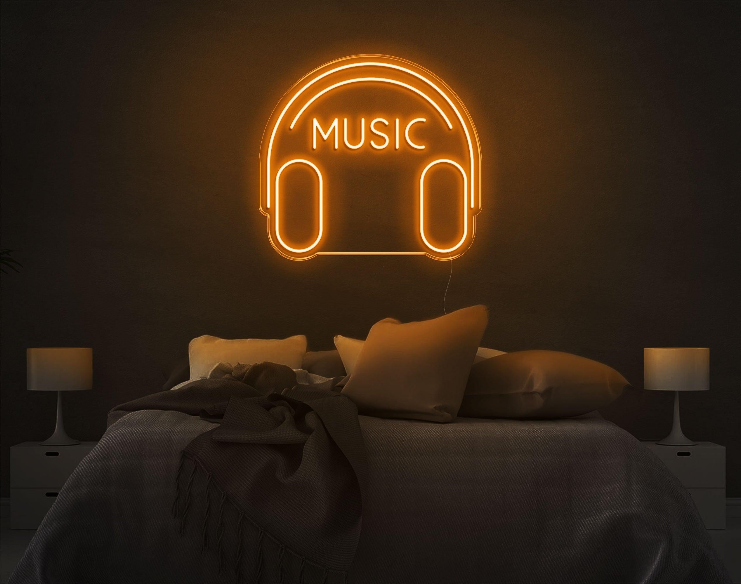 White Headphone Music Led Neon Sign For Bedroom Decor | Shineneon