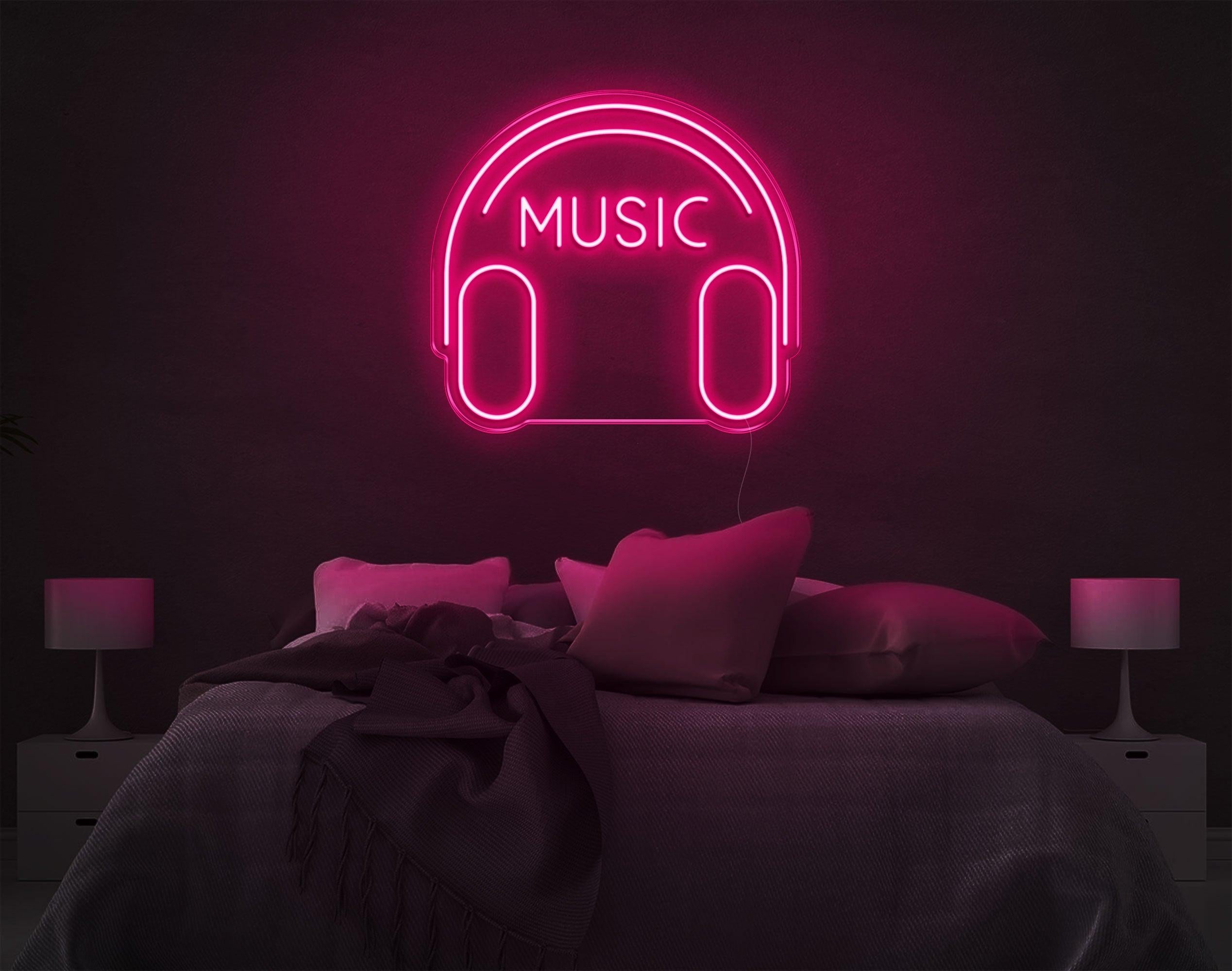 White Headphone Music Led Neon Sign For Bedroom Decor | Shineneon