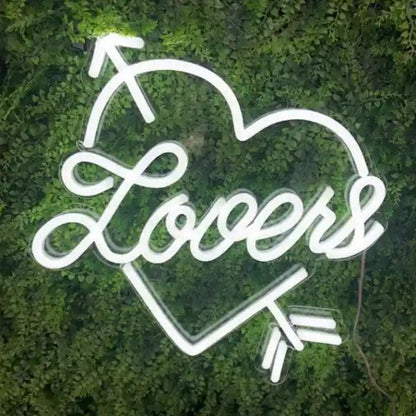 White Heart Arrow Lovers LED Neon Sign for Wedding Cafe Romantic Decor | Shineneon