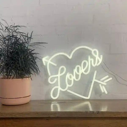 White Heart Arrow Lovers LED Neon Sign for Wedding Cafe Romantic Decor | Shineneon