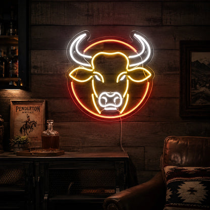 White Horn Bull Head Neon Sign LED Neon Sign real lifestyle scene