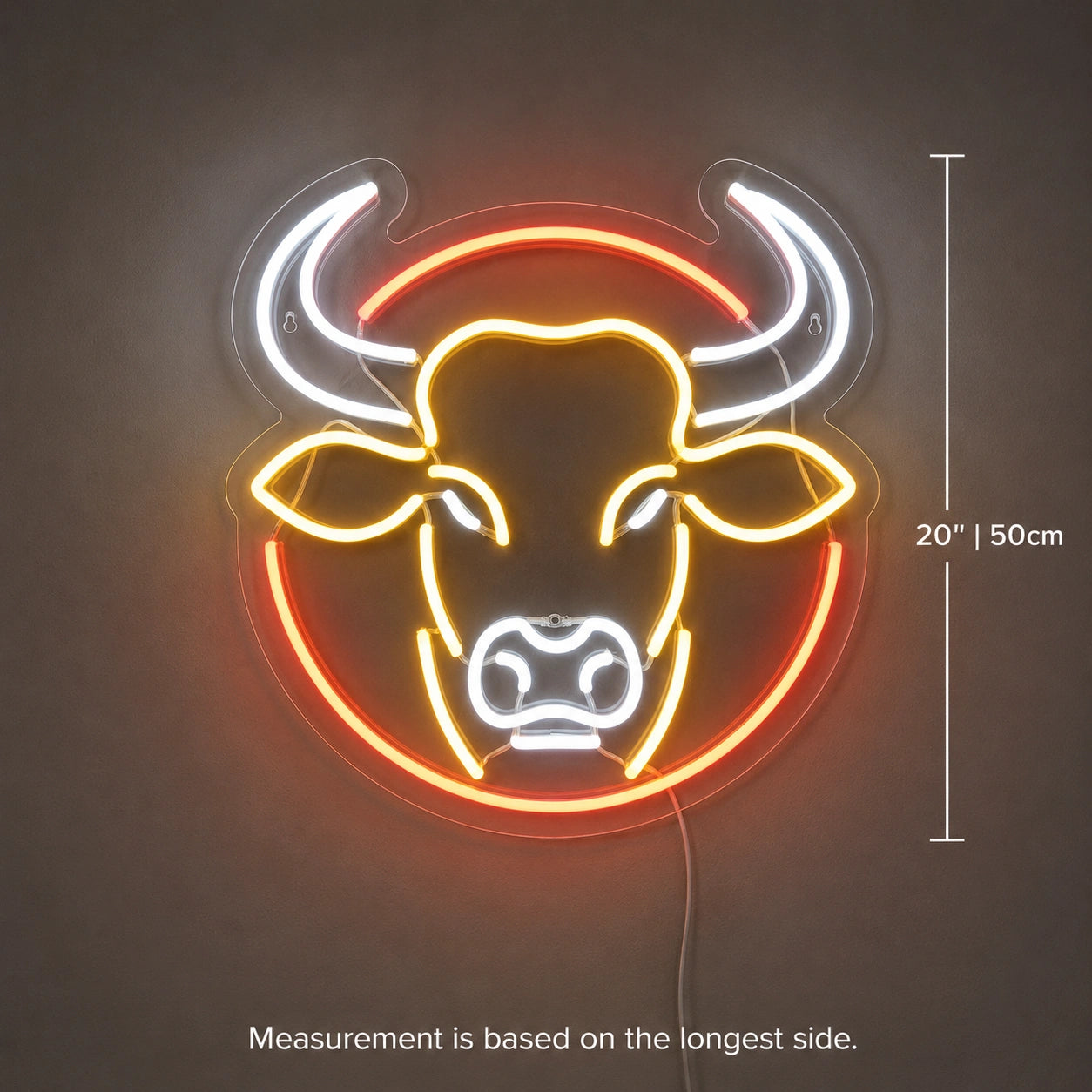 White Horn Bull Head Neon Sign LED Neon Sign size image