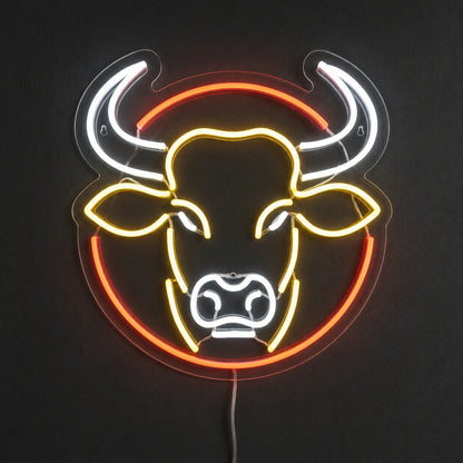 White Horn Bull Head Neon Sign LED Neon Sign main product image