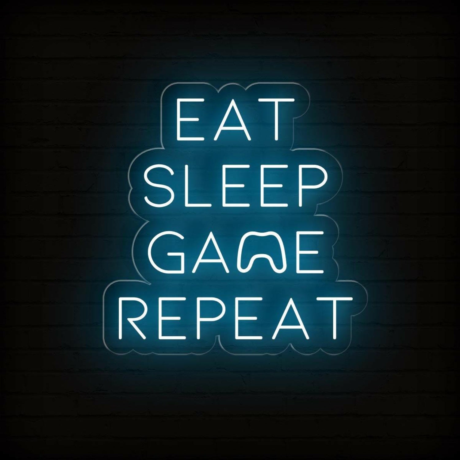 White Led Neon Sign Eat Sleep Game Repeat Gaming Room Decor | Shineneon