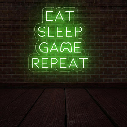 White Led Neon Sign Eat Sleep Game Repeat Gaming Room Decor | Shineneon