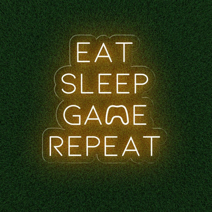 White Led Neon Sign Eat Sleep Game Repeat Gaming Room Decor | Shineneon