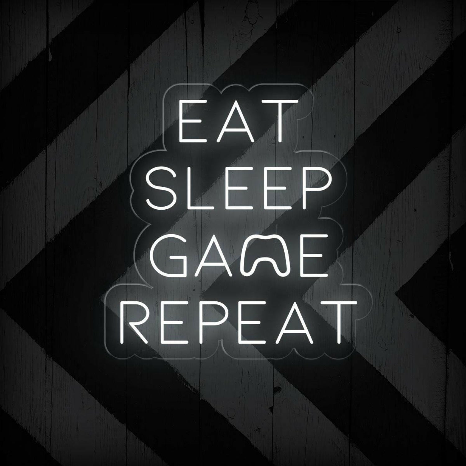 White Led Neon Sign Eat Sleep Game Repeat Gaming Room Decor | Shineneon