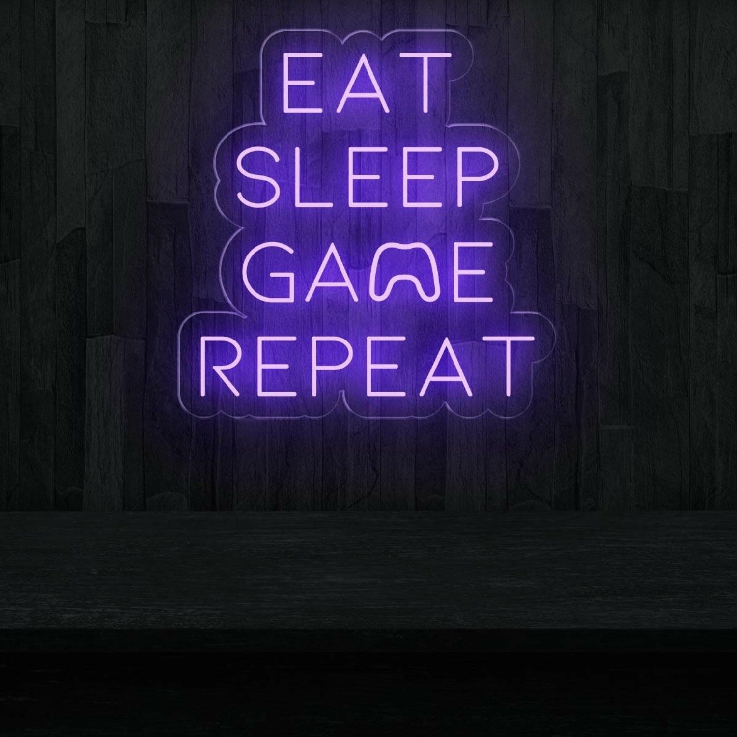White Led Neon Sign Eat Sleep Game Repeat Gaming Room Decor | Shineneon