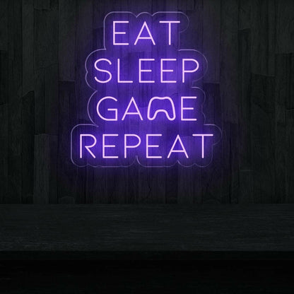 White Led Neon Sign Eat Sleep Game Repeat Gaming Room Decor | Shineneon